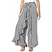 Produktbild SHINEHUA Damen Ruffle Wide Leg Pants Freizeithose Harem Hose Sommerhose Strandhose Bequem lang gestreifte Weite Bein Hose Elegante Palazzo Wide Leg Hose Schlaghosen Yoga Caprihose