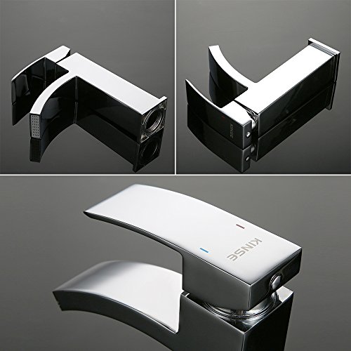 Homelody Chrom Wasserfall Armatur Bad Wasserhahn Einhebel Mischbatterie Badarmatur Waschtischarmatur Waschbeckenarmatur Einhebelmischer Waschtischbatterie für badzimmer - 5