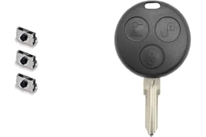 1neiSmartech Schlã¼Ssel Couvercle de Valise et Lampe Telecomann 3 Boutons pour Voiture Smart Fortwo 450 Compatible avec No Trasponder No Elektronica + Micropulsanti