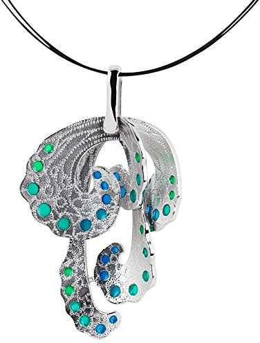 Daniel Vior Polp Silver Handmade Green Enamel Necklace (45cm)