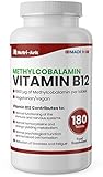 Vegan Vitamin B12 Methylcobalamin 1000mcg 180 Tablets (6 Months Supply) Made in The UK by Nutri-Ark