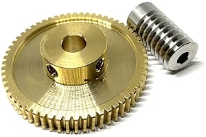 HOMEXO Engranaje de tornillo sin fin y tornillo sin fin 0,8 M juego de engranaje de tornillo sin fin de turbina de precisión 1:20/30/40/50/60 dientes accesorios de engranaje de cobre de tornillo sin fin de a