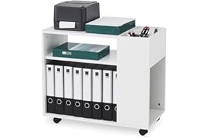 MONDEER Meerveil skrzynka biurowa, szafka do przechowywania z półkami i kółkami nowoczesna, prosta do biura, gabinetu, salonu, biała (70 x 36 x 60 cm) H1071RC02WT