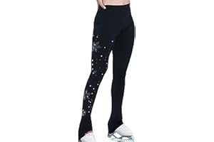 Youthful flying Eiskunstlauf Polarfleece Hose für Damen Mädchen Trainingsanzüge Thermal Kompression Eislaufen Tights(Size:XXS,Color:Schwarz-Dick)