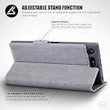 Xperia XZ Premium Tasche, Terrapin Leder Tasche Case Hülle im Bookstyle mit Standfunktion Kartenfächer für Sony Xperia XZ Premium Hülle Grau - 