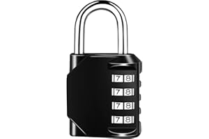 QEIHITYO Cadenas à Combinaison cadenas 4 chiffres, cadenas à code en Alliage de Zinc, pas Besoin de Clés, Changez vous - Même Votre Code à Volonté, Adapté aux Casiers, Garages, Portails, écoles (Noir)