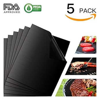Grillmatten Satz Von 5 Set 100 Antihaft Bbq Grill U Backen Matten Fda Genehmigt Aus Silikon Mit Teflon Antihaftbeschichtung Fr Bis 300c Pfoa Frei Extra Gro Und Langlebig Von Charllean