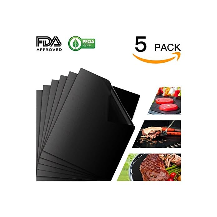 Grillmatten Satz Von 5 Set 100 Antihaft Bbq Grill U Backen Matten Fda Genehmigt Aus Silikon Mit Teflon Antihaftbeschichtung Fr Bis 300c Pfoa Frei Extra Gro Und Langlebig Von Charllean