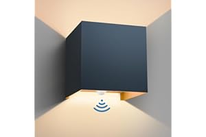 vatato LED Wandleuchte mit Bewegungsmelder,12W Außenwandleuchte mit Bewegungsmelder Einstellbarer Lichtstrahl,3000K IP65 außenlampe,Innen/Aussen Wandlampe für Garten (Anthrazit 1 Stück)