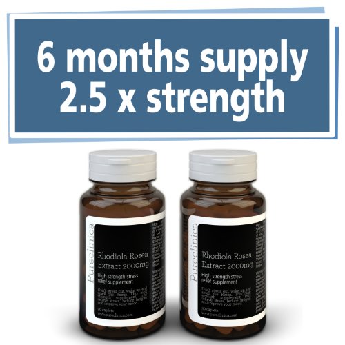 Rhodiola Rosea 2000mg x 180 tablets (2 bottles of 90 tablets each - 6 months supply). 300% stronger than regular Rhodiola tablets. SKU: RH3x2