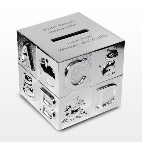 Personalised Engraved ABC Money Box Great Christening Birthday or Christmas Gift for Child