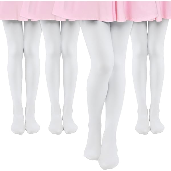 Aomig Collant da Balletto, Calze Danza Classica Bianco con Piede, Leggings Danza Ginnastica Ritmica Semitrasparenti per Ragazze Bambini Ballerino Classico Studenti Piccoli 40DEN 3~7 Anni
