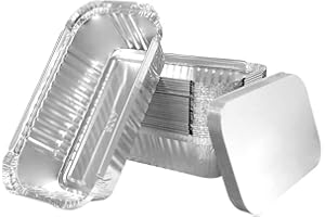 Miamex - 25 Barquettes en Aluminium Jetables avec Couvercle pour Transport de Nourriture - Congélation - Barbecue - Cuisson au four (650 ml)
