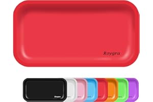 roygra Matte Rolling Tray, Metall-Zigaretten-Rolltablett (mattes Rot, groß – 27,7 x 16,3 cm)