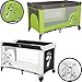 Baby Travel cot Giraffe (120 x 60 cm) (GREEN / DARK GREY) with mattress