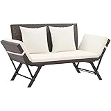 vidaXL Panchina da Giardino con Cuscini 176 cm Marrone in Polyrattan