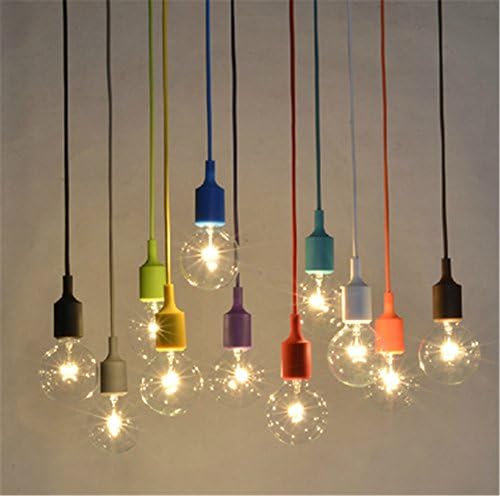 Multi-Colored Single Head Chandeliers Wireless Accessories E27 Lamp Caps Silicone Dragon Ball Making Edison Bulb ,Yellow Suspension Wire Braid