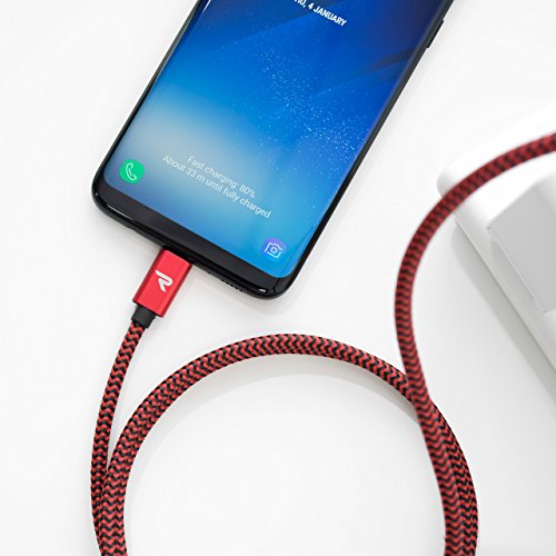 C  ble USB Type C    USB 3 0  2m 6 5ft  Rampow C  ble USB C Nylon Tress   en Fibre - Garantie    Vie - Connecteur Ultra R  sistant en Aluminium pour Samsung Galaxy S8 S8  S9 S9  A3 2017 A5 2017 Note 8   Huawei P20 P20 Lite P10   Oneplus 6 5 5T   Asus Zenfone 3 5   Honor 8 9 10   LG G6   Nexus 5X   Nokia   Sony Xperia   HTC   Macbook Pro   ChromeBook Pixel et D autres Dispositifs qui Supportent USB C - Rouge et Noir  Nouvelle version 