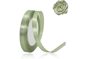 ASALZBOAY Ruban Satin Vert Sauge 10mm,22m Ruban Satin,Ruban Cadeau Emballage,Ruban Noel Ruban Tissu pour Ballon,Couture,Nœuds,Artisanat,Bouquet,Décoration de Mariage,Voitures, anniversaire et emballage cadeau