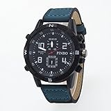 Easy Go Shopping 3er-Pack runde Zifferblatt Lederband Canvas-Uhr (Colour : Schwarz und Blau)