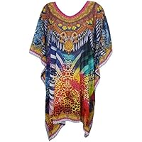 Mogul Interior Ladies Kaftan Beach Coverup Brown,Paach Caftan Sheer Bathing Swimsuit Dress One Size