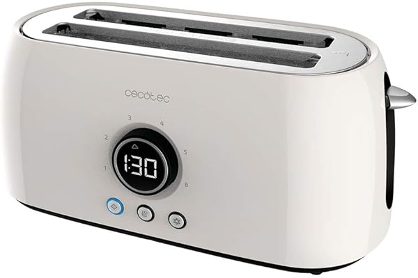 Cecotec Grille-pain numérique ClassicToast 15000 Beige ExtraDouble. 1500 W, 2 fentes très longues et larges, 3 fonctions préconfigurées