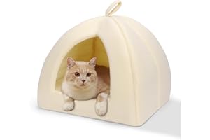 Nobleza, Cama para Gato Perro，Cama Gato Cueva Mediano Lavable con Cojín Extraíble，Casas para Perros 38x38x33cm, Cat Bed Gris