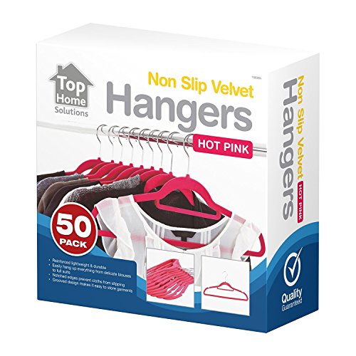 Top Home Solutions 50 Stück pink dünn Samt platzsparend rutschfest Kleiderbügel - 2
