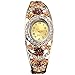 Produktbild Bluelans® Elegantes Damenuhr Strasssteine Armband Quarz Armbanduhr Uhren Blume Damenarmbanduhr (Gold)