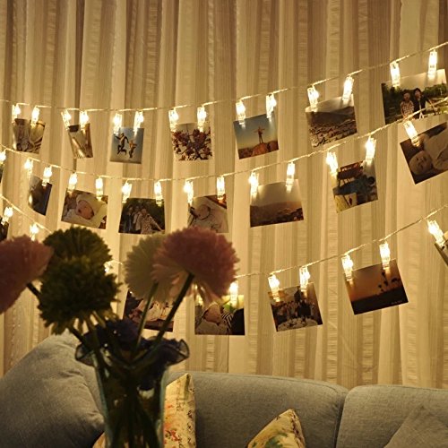 30 LED Foto Clips Lichterketten ,Stimmungsbeleuchtung Dekoration ,Dauerlicht Weihnachtsbeleuchtung Sternenlicht Licht Wanddekoration Licht für hängende Fotos Gemälde Bilder Karte und Memos, 10 Füße (3m), batteriebetrieben, warmes Weiß - 3