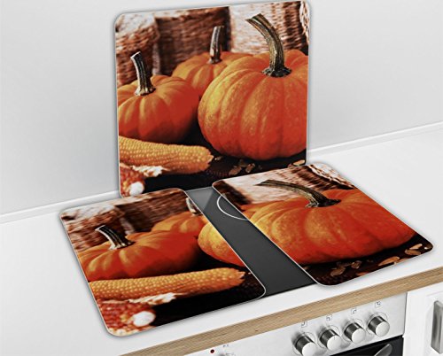 WENKO 2712459500 Multi-Platte Kürbis – für Glaskeramik Kochfelder, Schneidbrett, Gehärtetes Glas, 50 x 0.5 x 56 cm, Mehrfarbig - 3