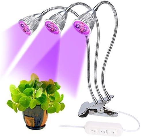 JBonest LED Plant Grow Light, 5W Three Head Clip Desk Grow Lamp with 360 Degree Full Spectrum Adjustable Flexible Gooseneck Lamp for Hydroponics Greenhouse Garden Seedling