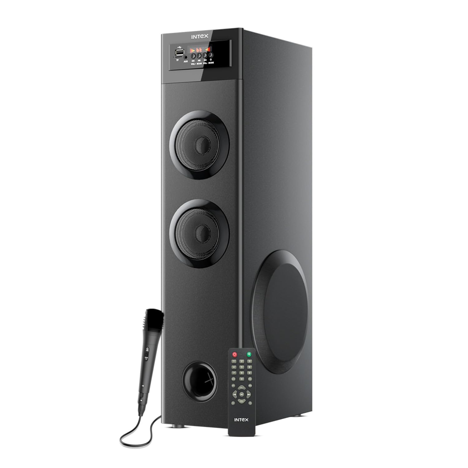 Intex 700-S Multimedia 70 W Bluetooth Tower Speaker | Wired Karaoke Mic | Party Speaker & 5.25 Inch Woofer | LED Display & Bluetooth v5.2 | Fully Remote Control (Black)