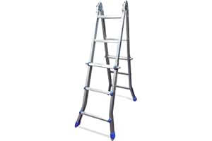 KELI FRANCE K•Lutech – Mini gigante • Escalera telescópica plegable de 286 cm, 4 x 3 peldaños, multiposición, fabricada en aluminio, calidad profesional, certificado de 150 kg, EN131 CE