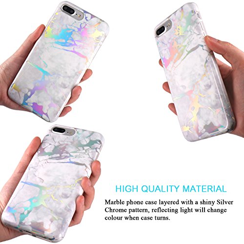 JIAXIUFEN iPhone 7 Plus Funda  Funda de Silicona Suave Case Cover Protecci  n C  scara Soft Gel TPU Carcasa Funda para Apple iPhone 7 Plus iPhone 8 Plus - Shiny Change Color Gray M  rmol Dise  o