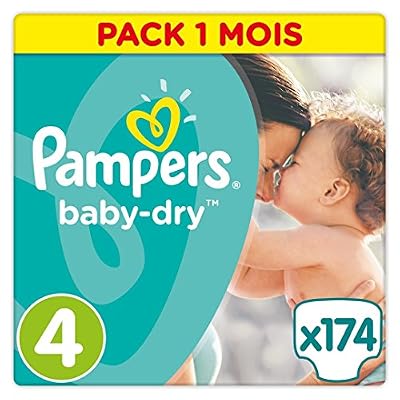 Pampers - Baby Dry - Couches Taille 4 (7-18 ou 8-16 kg /Maxi) - Pack Economique 1 Mois de Consommation (x174 couches)