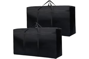 SUOHINAO 2 Pack 180L Large Storage Bags,600D Oxford Waterproof Garden Moving Storage Boxes with Zips,Under Bed Storage Box with Lid for Clothes,Duvet,Laundry