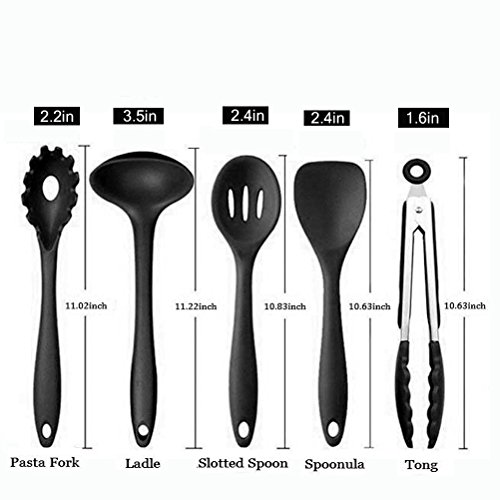 Silikon Küchenhelfer Set 10 Stück,Silikon Küche Werkzeuge Kochen Utensils -Zangen Schneebesen , Pinsel, Spachtel, Schaumlöffel , Löffel Nudeln, Reis Paddel, Kelle, Suppenlöffel – Hitze Widerstand Kochen Utensilien - 2