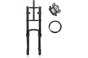 RUJIXU 20 inch Fat Tire Forks BMX Air Suspension Fork 20x4.0 eBike Front Fork Mountain Bike Forks taper1-1/2 Straight 1-1/8" Disc Brake Travel 120mm with Damping Adjustment QR 135 * 9MM 5.8lb