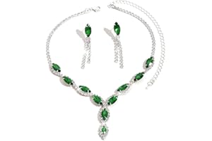 FDEETY Set di Gioielli da Donna Personalizzati Colore Cavallo Collana a Goccia Orecchini a Nappina Anallergici Collana e Orecchini da Sposa