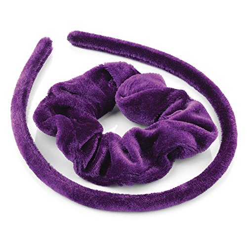 GIZZY® Ladies, Girls Purple Velvet Headband and Hair Scrunchy Set.