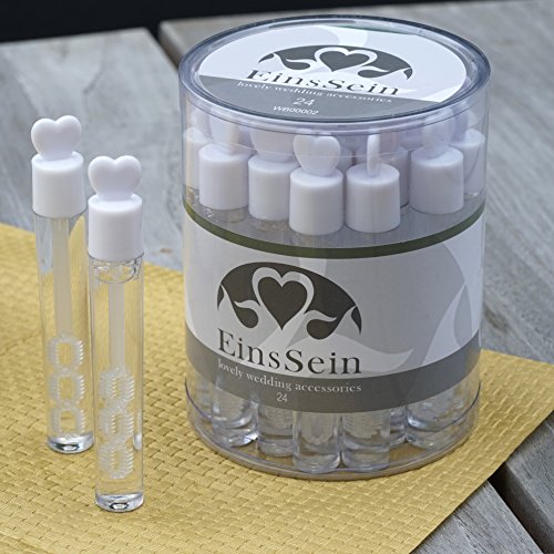 24x WEDDING BUBBLES Seifenblasen HOCHZEIT EinsSein® Lovegläschen weiss | Unverzichtbar für perfekte Hochzeitsfotos | Party Goldene Hochzeitstorte Geburtstag Feier Herz Gastgeschenke - 5