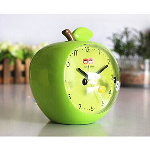 Ailiebhaus Cartoon Apfelform Analog Kinder Wecker mit Nachtlicht - 3