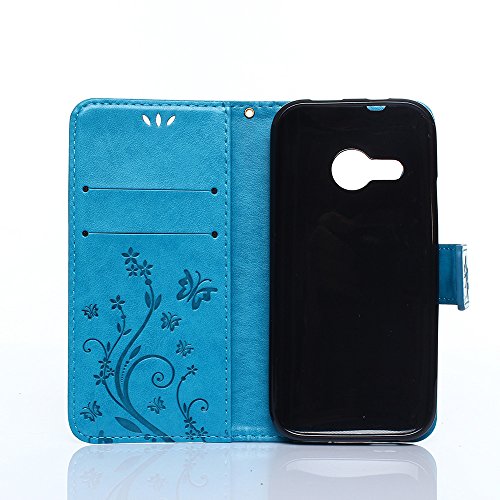 HTC One mini 2 Hülle, HTC One M8 Mini Schutzhülle, Alfort 3 in 1 Lederhülle / handyhüllen Fashion Design Premium PU Leder Hohe Qualität Tasche Case Cover Kasten Abdeckung Wallet für HTC One mini 2 / HTC One M8 Mini 4.5″ Smartphone Funktion Standfunktion Unterstützte Telefone und Magnetverschluss mit Schmetterling ( Blau ) + Alfort Schwarz Stylus Pen + Netter Staub Stecker - 3