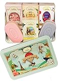 Coffret Cadeau Femme 4 Savons aux Huiles Bio, Argan, Amande Douce, Beurre de Karité par Un Air d'Antan/ 4 Parfums : Verveine, Rose, Amande, Muguet/ 4x100g/ Boite Rétro/Idee Cadeau Femme Anniversaire