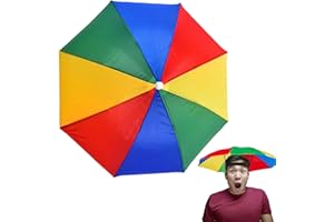 Ormromra Składany kapelusz parasolowy, zabawny dodatek, parasol przeciwdeszczowy, mini do dekoracji, jazdy na rowerze, wędkowania, aktywności na świeżym powietrzu, tęcza