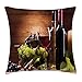 Produktbild Keoik Wine Throw Pillow Cushion Cover, Glasses of Red and White Wine Served with Grapes French Gourmet Tasting, Decorative Square Accent Pillow Case, Brown Ruby Light Green 20x20inches