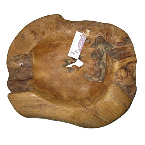 Exklusive Wurzelholz-Schale 30 cm aus massivem Teak-Holz natur - 5