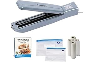 HIGH STREET TV Power XL Duo Vide Nutrisealer – Machine de scellage automatique 6 en 1 pour aliments et liquides secs et humides – Rouleau de sac de 2 x 3 m inclus (Nutrisealer avec sacs)