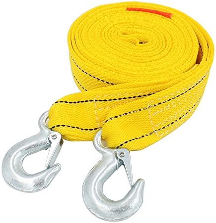 EEFUN Recovery Tow Strap, 10000 Lbs Capacity,4M Long and 5cm Wide, Heavy Duty Vehicle Towing Strap, Tree Saver Car Emergency Off Road Rope with Reinforced Loops and Hooks